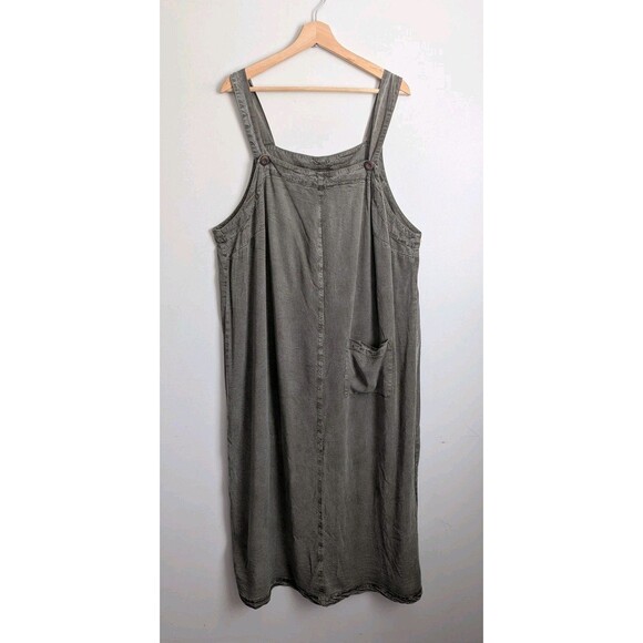 Clio Dresses & Skirts - Plus 1X Jumper Pinafore Dress 1X Cottagecore Farm Boho Lagenlook Olive Green USA